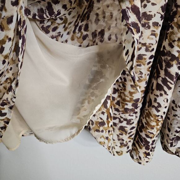Calvin Klein Chiffon Long Sleeve Button Front Blouse Animal Print Lined Size 3X - Picture 8 of 15